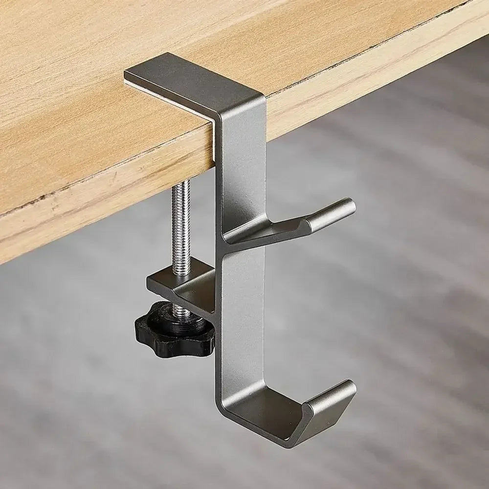 Universal Aluminum Desk Hook: Headphone Stand & Portable Bag Hanger
