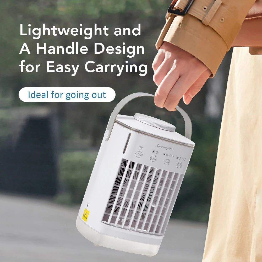 Portable Desktop Air Cooler Fan with Ultrasonic Misting and Ambient Light