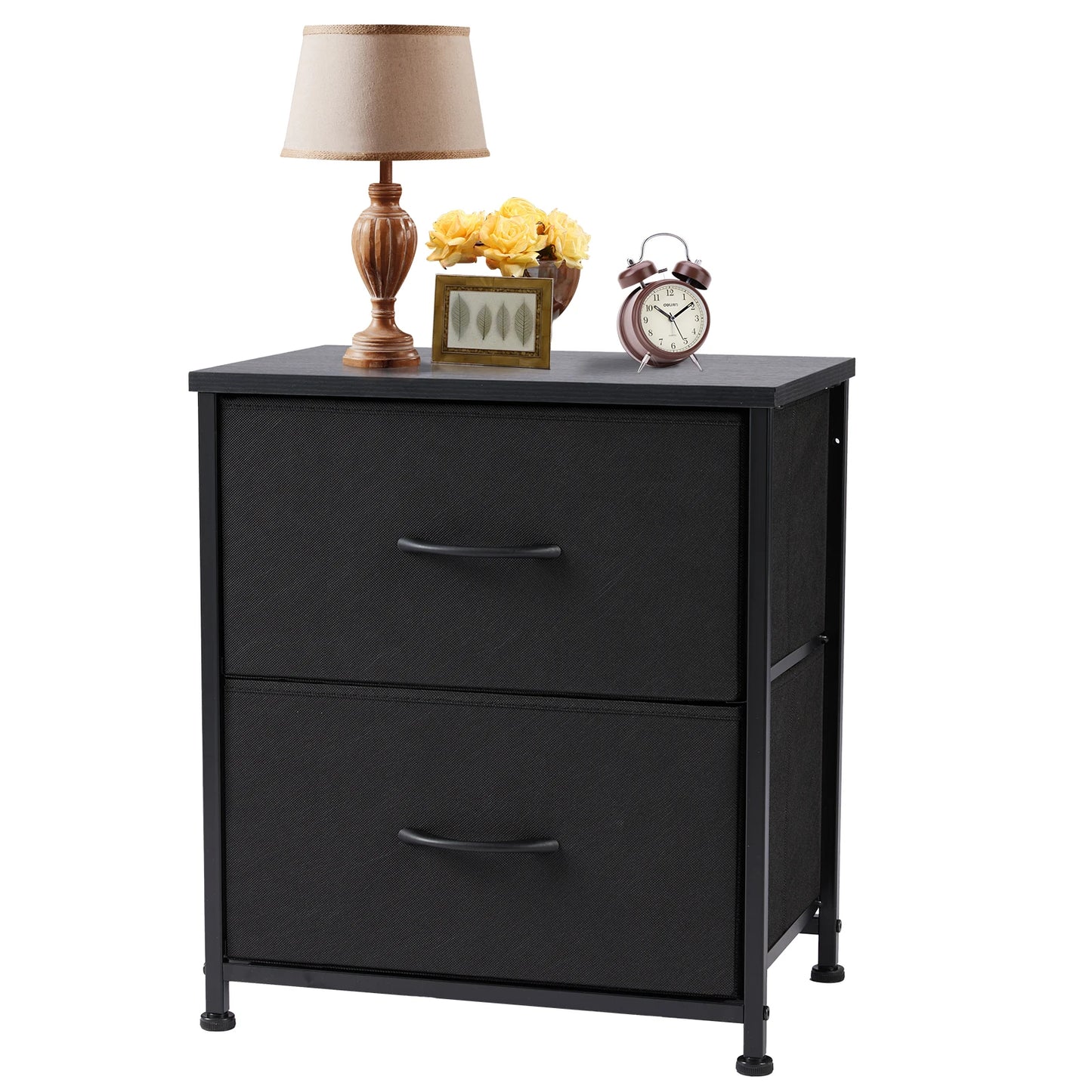 Modern 2-Drawer Nightstand with Fabric Storage Drawers – Bedroom Side Table