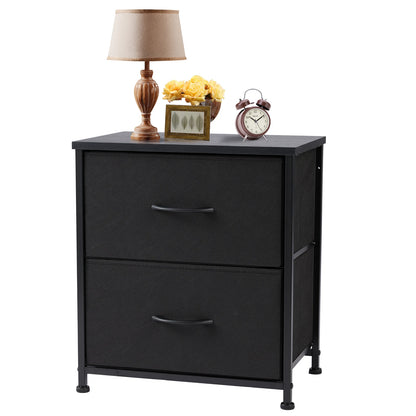 Modern 2-Drawer Nightstand with Fabric Storage Drawers – Bedroom Side Table