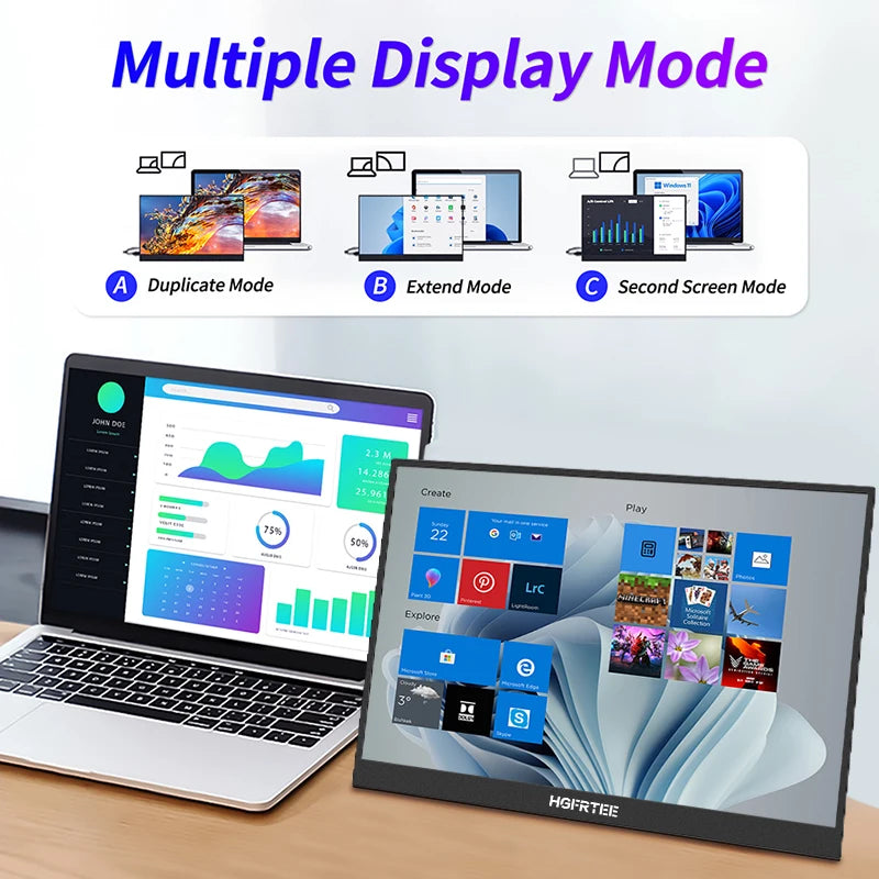 16" Portable Monitor 1920x1200 IPS FHD HDR10 Travel Display for Laptop