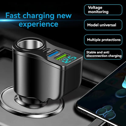 66W Fast Car Charger - Multi-Function Dual USB Cigarette Lighter Adapter