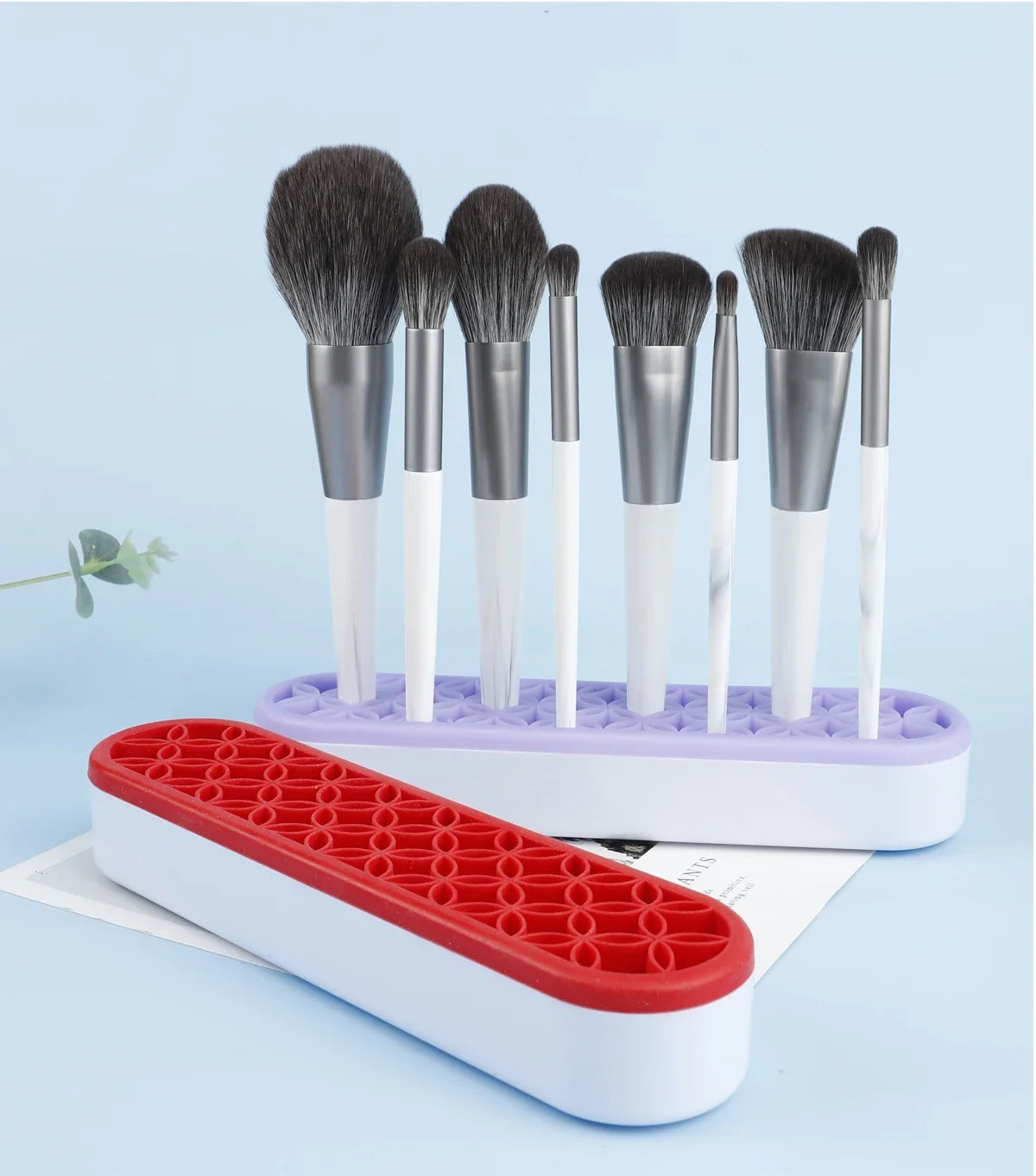 Silicone Makeup Brush Organizer & Drying Rack - Durable Desktop Storage