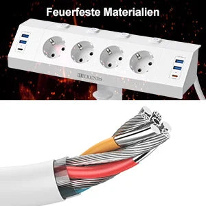 EU Desk Clamp Power Strip with 4 USB Ports, 2 USB-C & Surge Protection