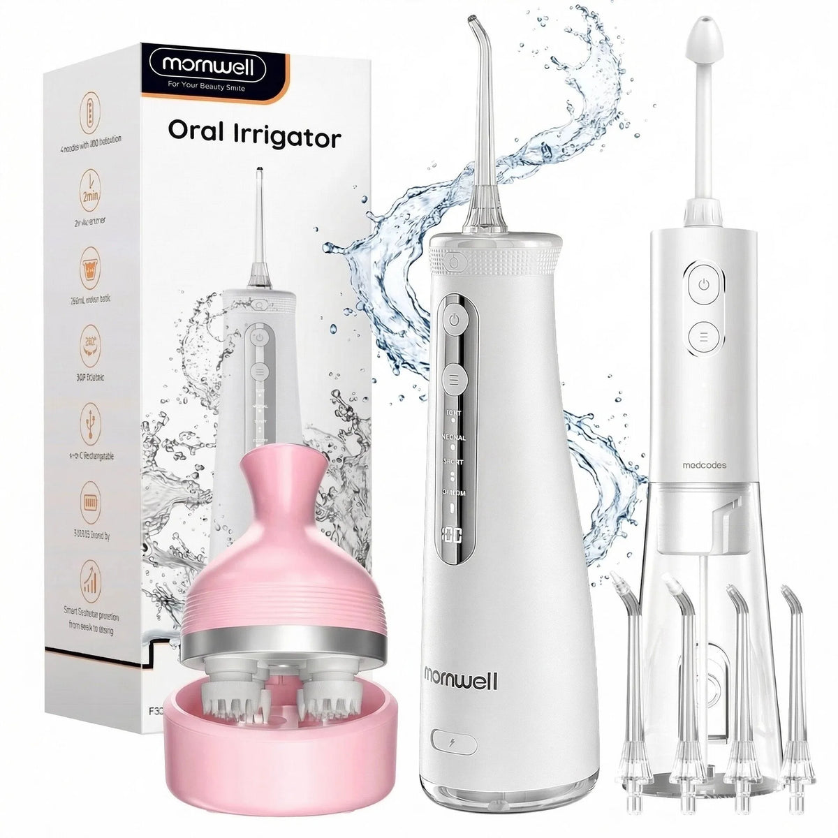 Professional Cordless Water Flosser & Scalp Massager Combo for Oral & Body Care