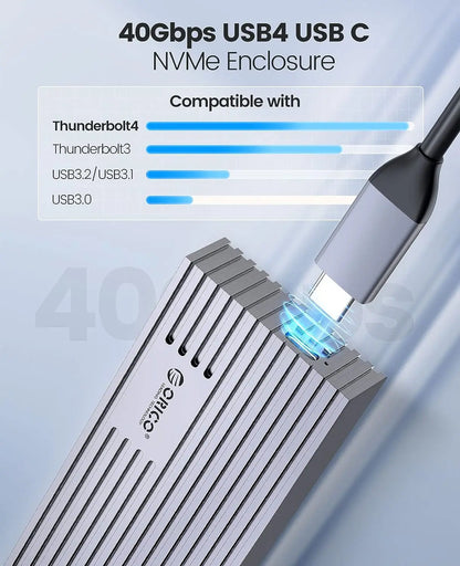 ORICO NVMe M.2 SSD Enclosure 40Gbps USB4 External Case for PCIe SSD