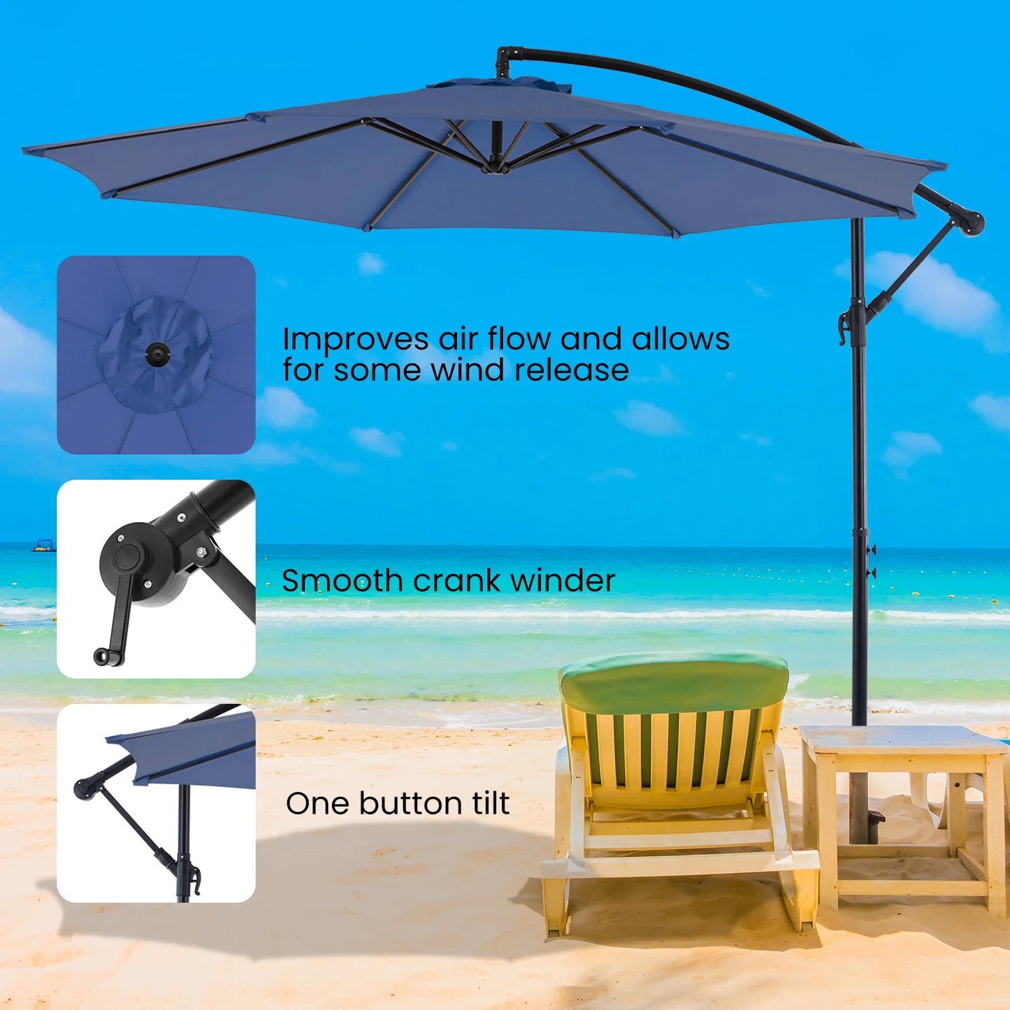 10ft Cantilever Patio Umbrella - Outdoor UV-Resistant Offset Shade