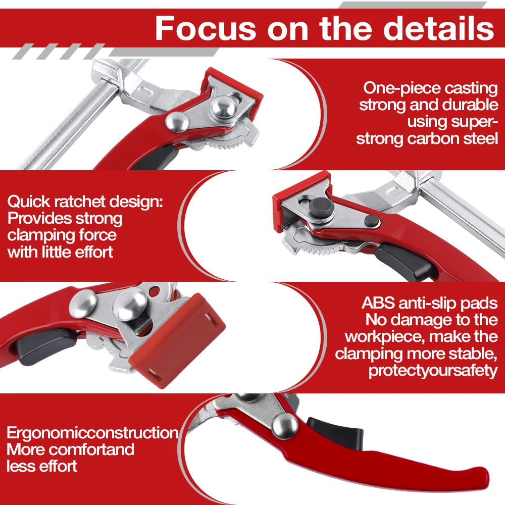 Quick Release Ratchet Guide Rail Clamp for MFT Tables and Track Saws - 3