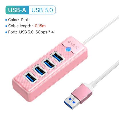 4-Port USB 3.0 Hub High-Speed Data Splitter for PC Laptop Desktop