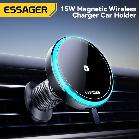 Magnetic Wireless Car Charger & Phone Holder for iPhone 16/15/14