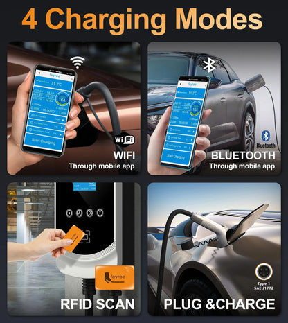Smart EV Wallbox Charger - 12kW Type 1 Charging Station with App Control