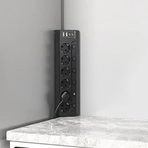 6-Outlet European Power Strip with 4 USB Fast Charging Ports & 2m Cord - 13