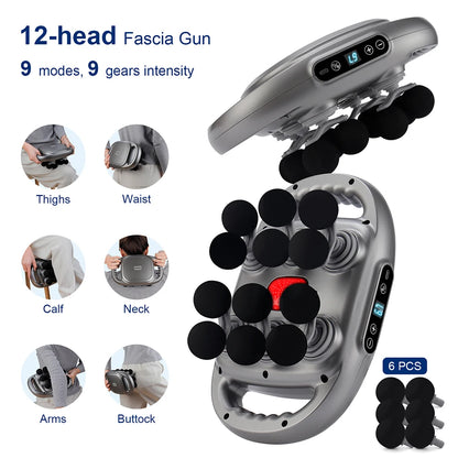 12-Head Deep Tissue Massage Gun for Full Body Relief