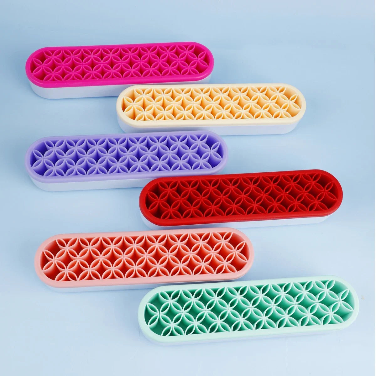 Silicone Makeup Brush Organizer & Drying Rack - Durable Desktop Storage - 12