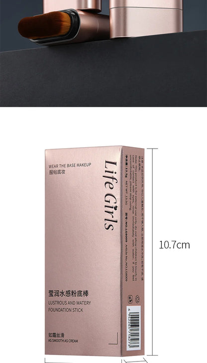 Double-Ended Hydrating Foundation Stick with Built-in Brush - Long-Lasting