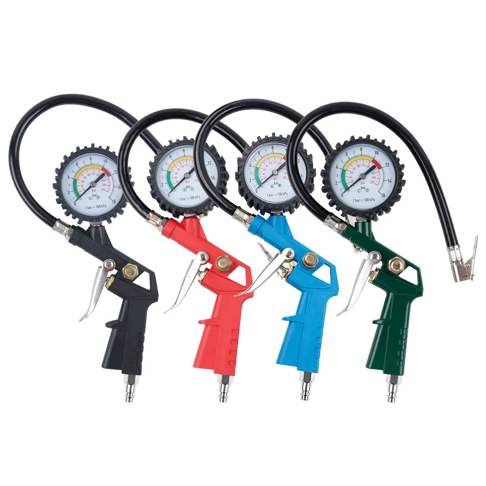 220 PSI Tire Inflator with Pressure Gauge & Air Hose for Cars & Motorcycles