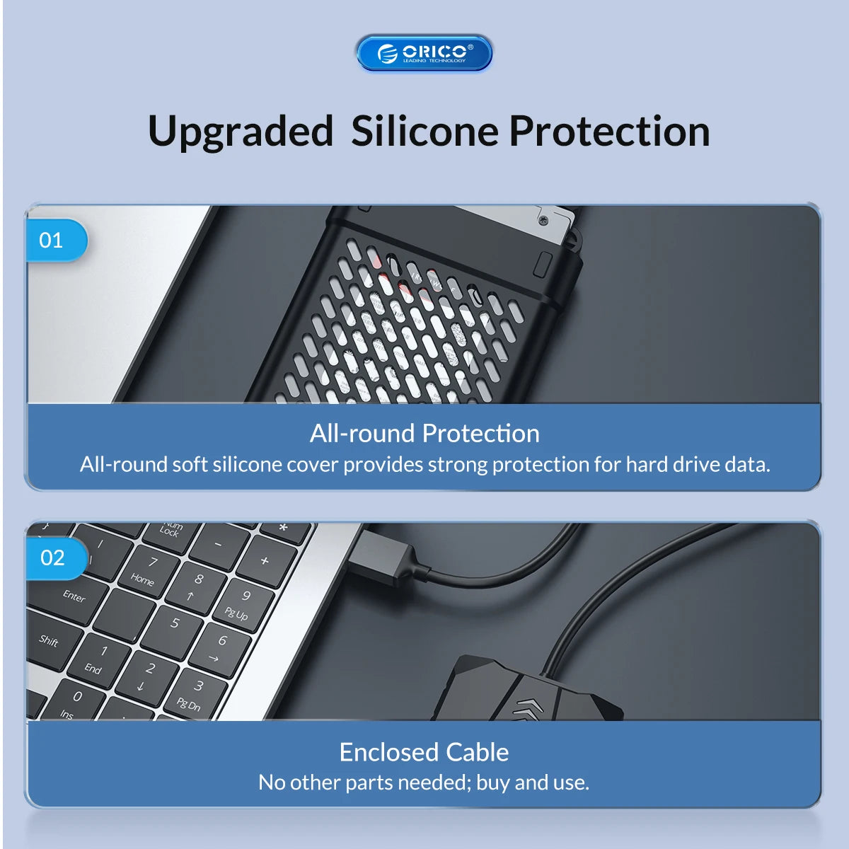 USB 3.0 to SATA Adapter for 2.5" SSD/HDD with Protective Silicone Case