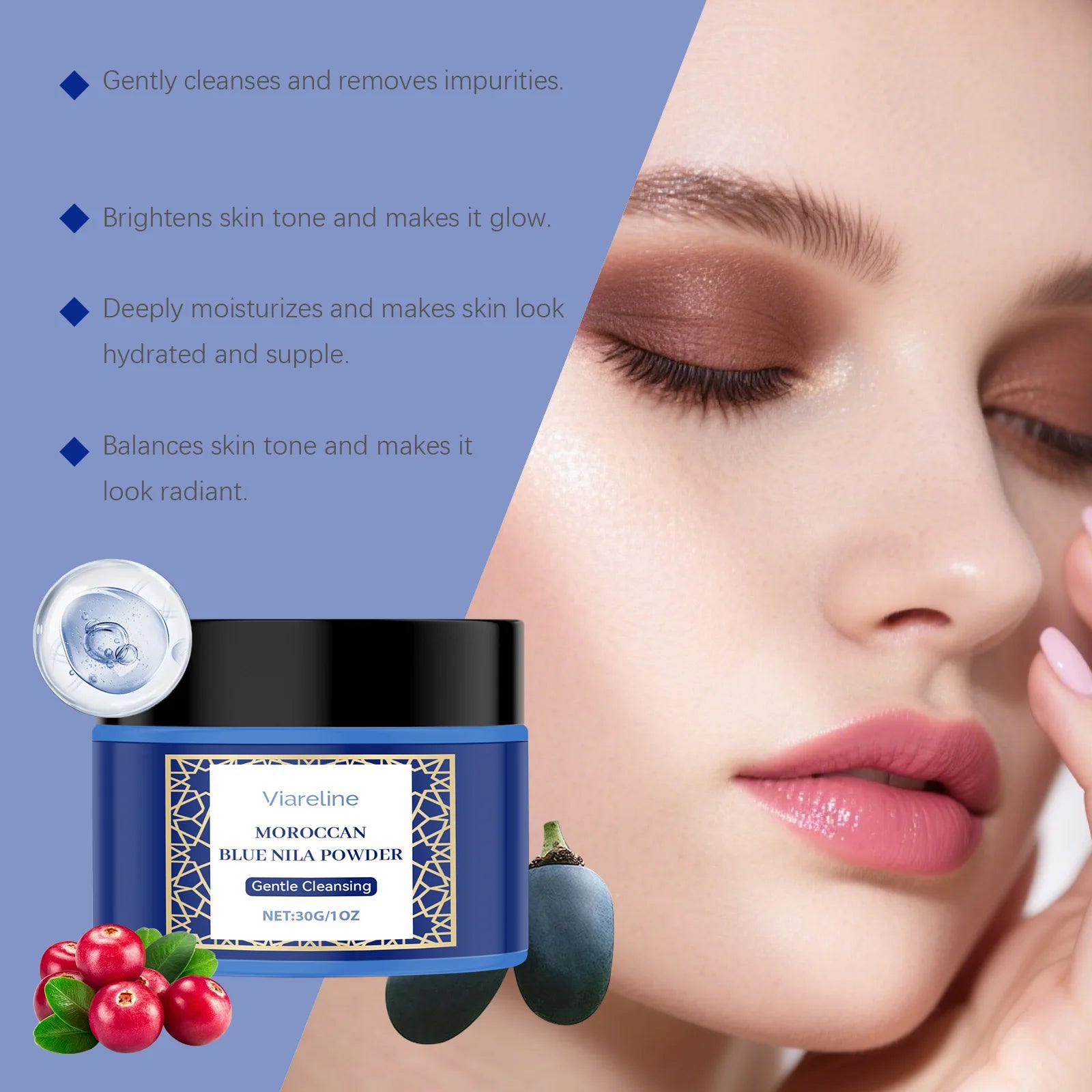 Moroccan Blue Nila Powder Face Mask – Brightening, Exfoliating & Deep Cleansing - 6