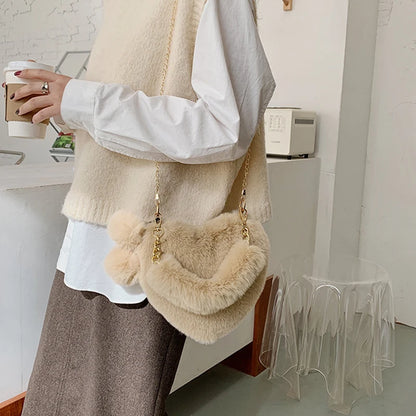 Luxury Plush Heart Handbag