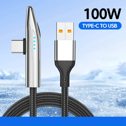 240W USB-C to USB-C Fast Charging Cable - 90 Degree Elbow for Gaming