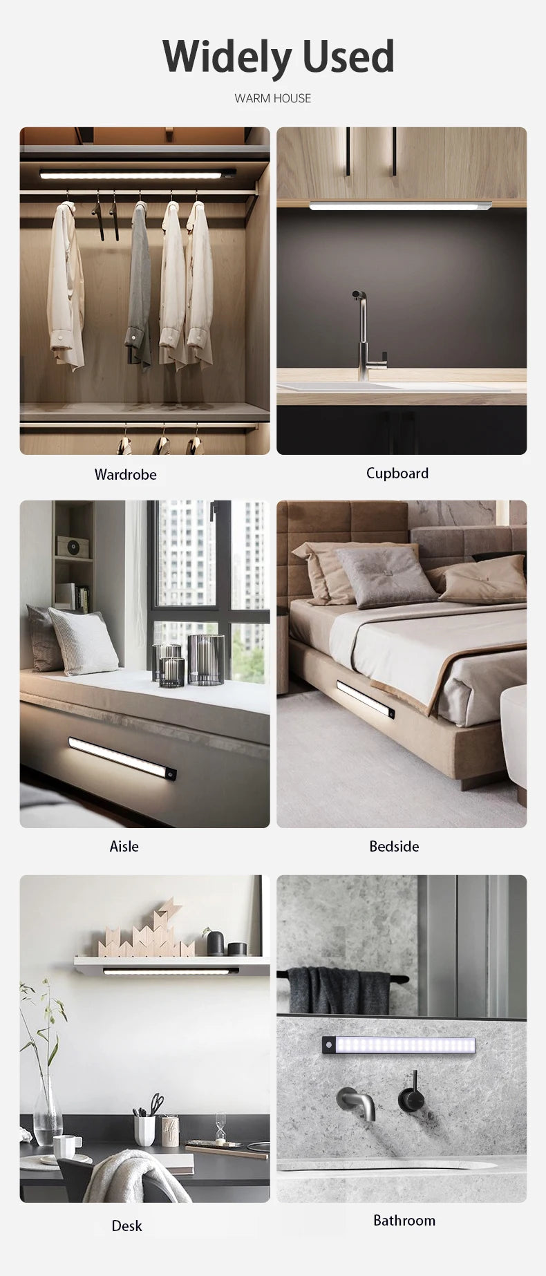 Ultra-Thin Magnetic LED Motion Sensor Cabinet Light - Type-C Rechargeable & Dimmable