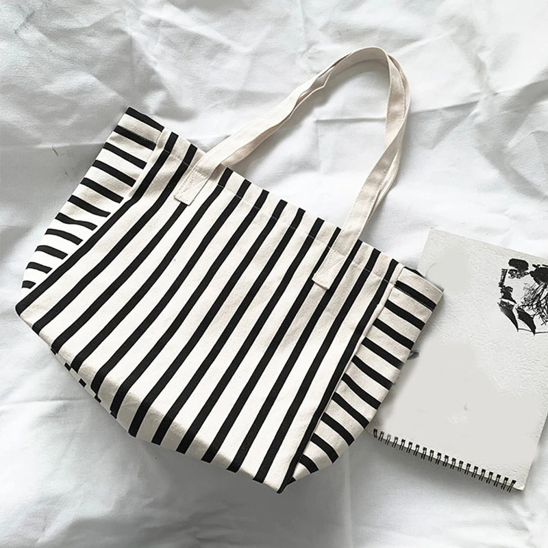 Luxury Striped Canvas Beach Tote