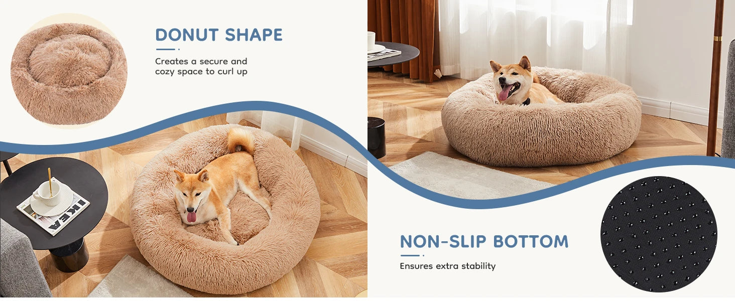 Calming Plush Dog Bed - Ultra-Soft Anti-Slip Washable Pet Bed for Dogs - 8
