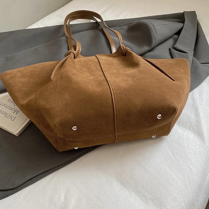 Luxury Retro Suede Shoulder Tote
