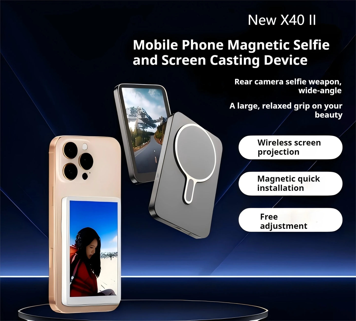 Magnetic Phone Monitor: HD Wireless External Screen for Selfie & Vlogging