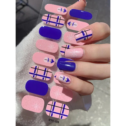 Christmas Snowflake Semi-Cured Gel Nail Wraps - Long-Lasting Holiday Nail Art Decals