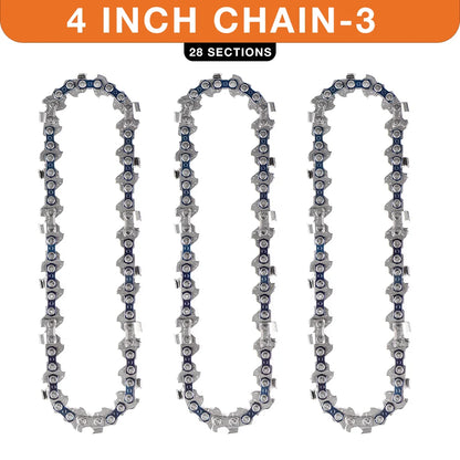 4 & 6-Inch Replacement Chains and Guide Bar Set for Mini Cordless Chainsaws