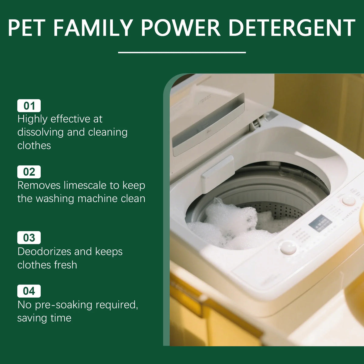 Pet Hair Dissolving Laundry Detergent Powder for Deep Cleaning & Odor Removal
