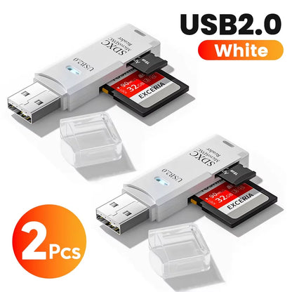 2-in-1 High-Speed USB 2.0 SD and Micro SD Card Reader Adapter for PC