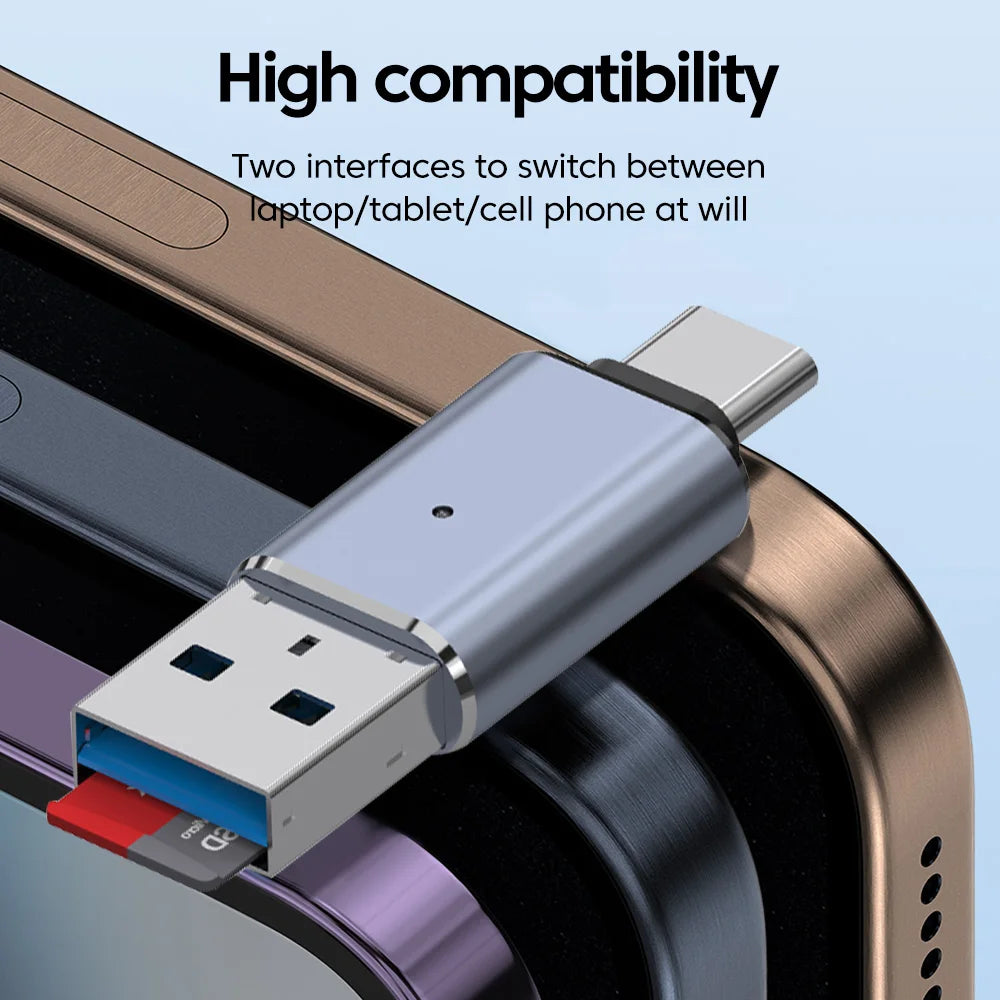 High-Speed USB 3.0 Dual-Slot SD & TF Memory Card Reader Adapter - 4
