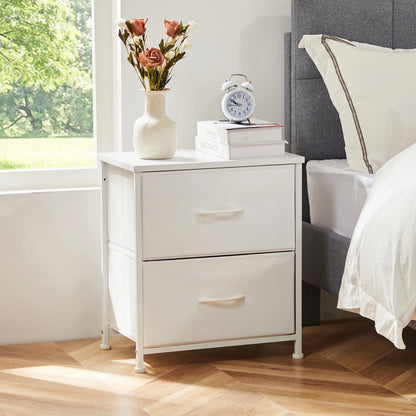 Modern 2-Drawer Nightstand with Fabric Storage Drawers – Bedroom Side Table