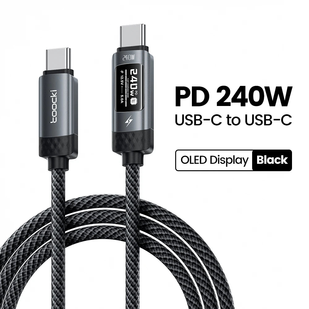 240W USB-C Fast Charging Cable with Real-Time OLED Power Display - 23