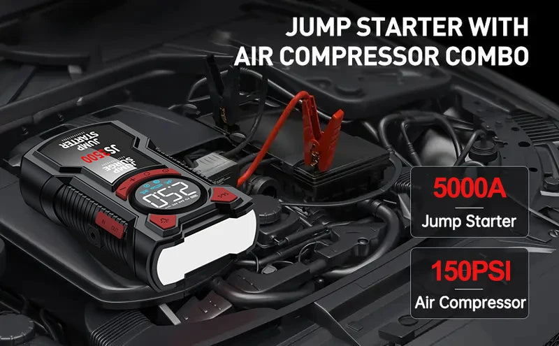 4-in-1 Portable Car Jump Starter with Tire Inflator & Power Bank - 7