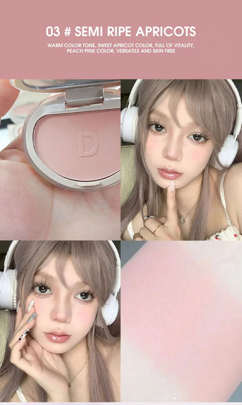 Natural Matte Face Blush & Highlighter Compact - Long-Lasting Glow Palette
