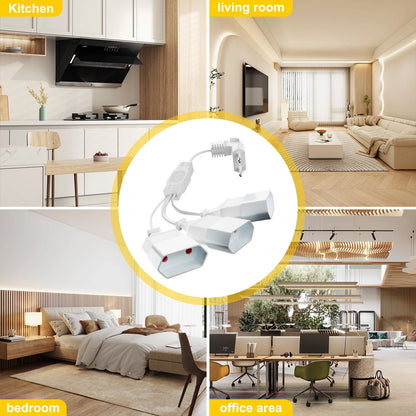 EU 3-Way Power Extension Cord - 90-Degree Flat Plug for Home & Travel
