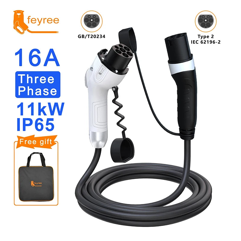 GB/T to Type 2 EV Charging Cable - Fast 16A/32A Electric Vehicle Charger - 19