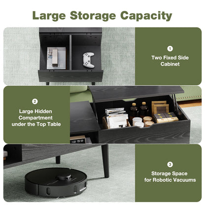 Modern Lift-Top Coffee Table with Hidden Storage & Adjustable Desk