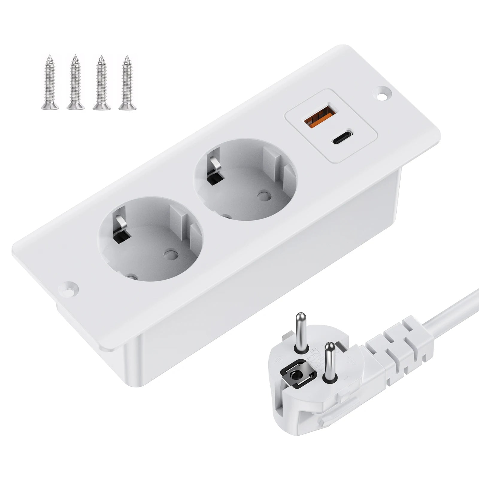 German Standard Dual Socket with PD 20W USB-C & 2.4A USB Fast Charging - 19