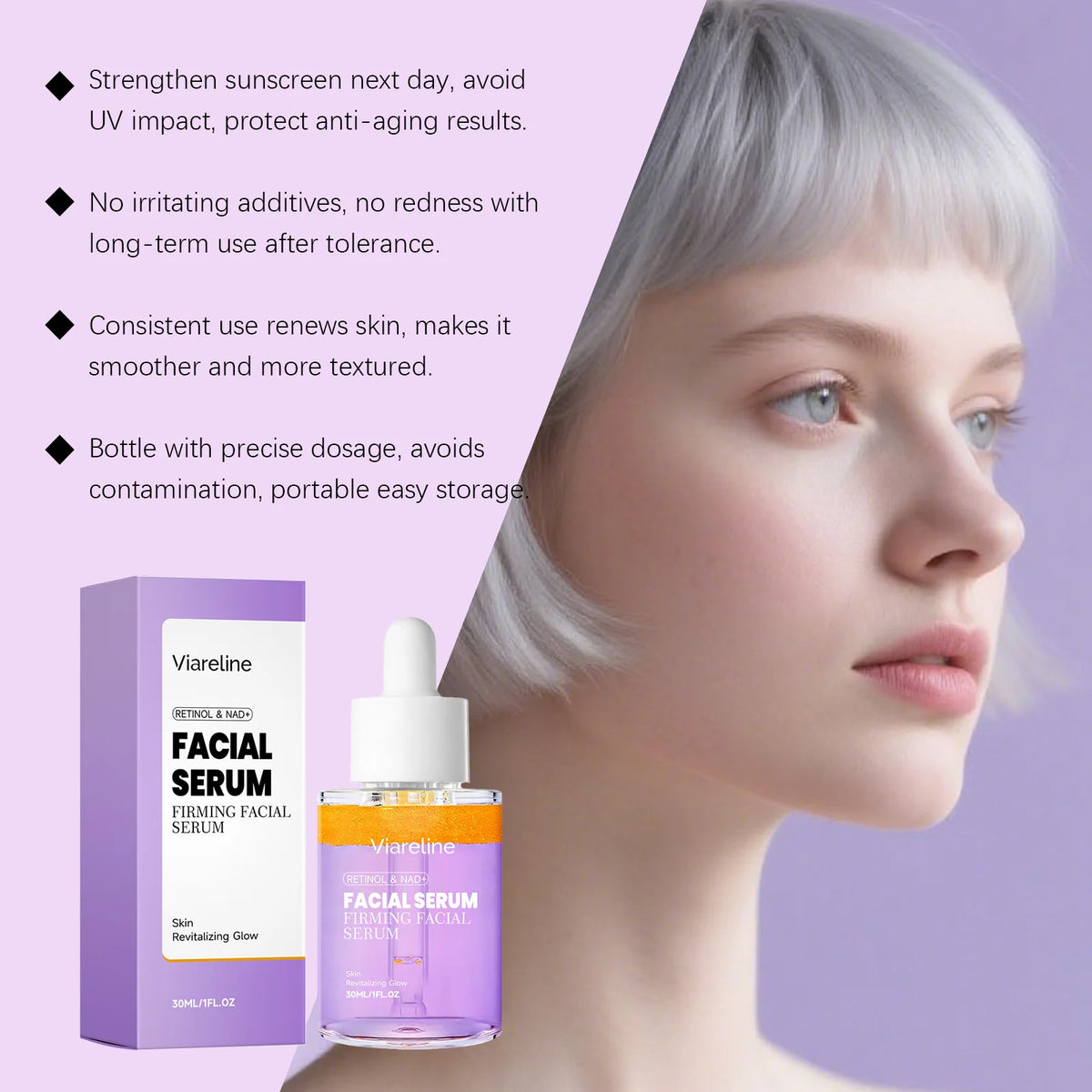 Retinol & NAD+ Firming Facial Serum - Anti-Aging Skin Lifting & Brightening Treatment