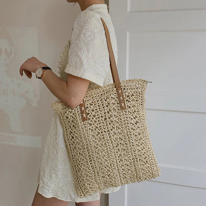 Luxury Bohemian Straw Beach Tote