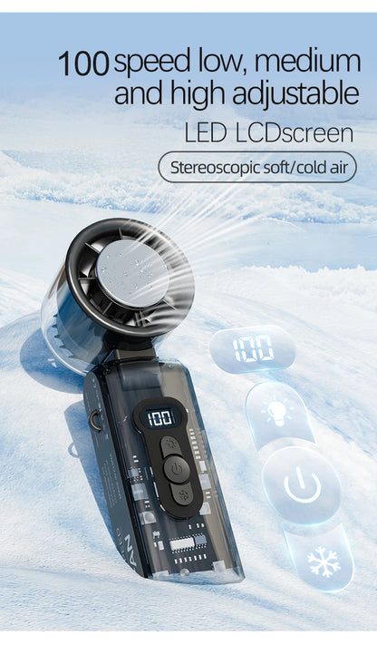 Portable 100-Speed Foldable Cooling Fan with LED Display