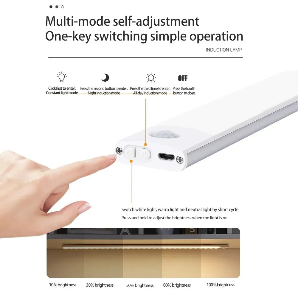 Rechargeable Motion Sensor LED Cabinet Light - Wireless Under Counter Lighting