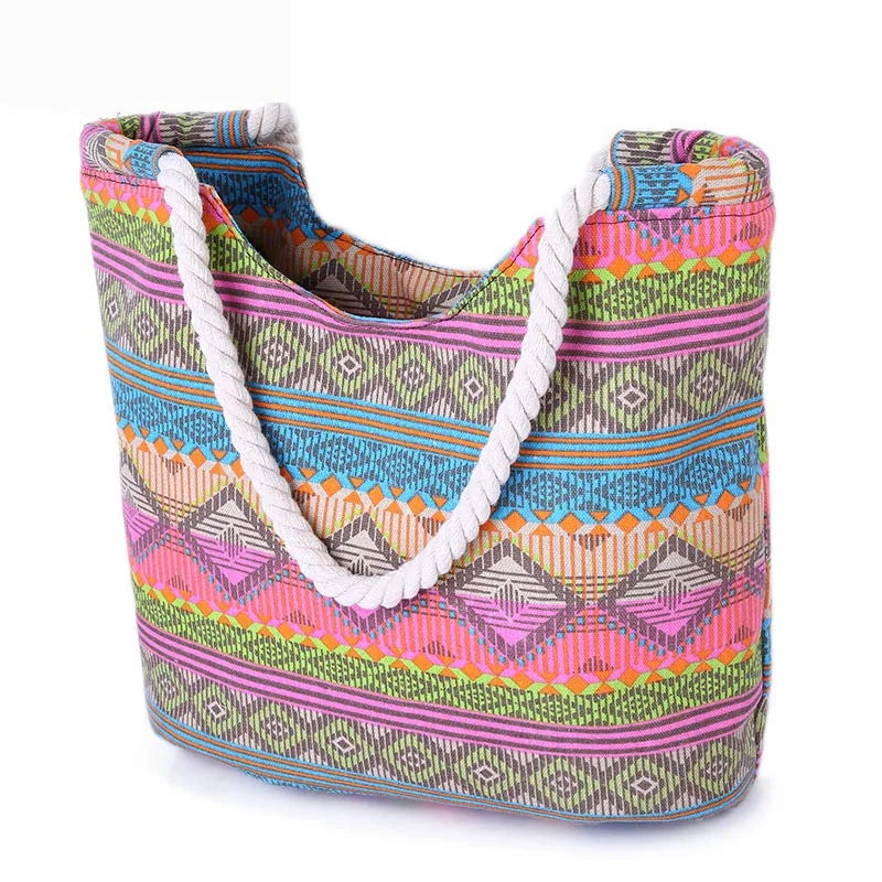 Luxury Striped Canvas Beach Tote