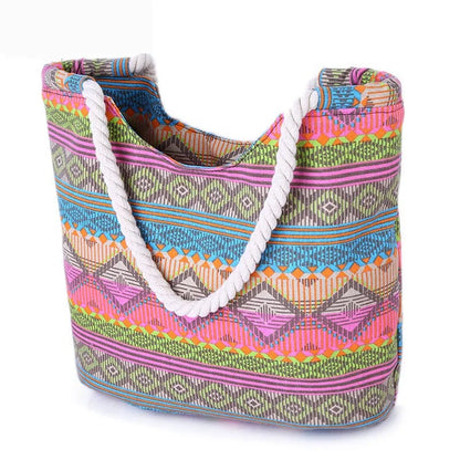 Luxury Striped Canvas Beach Tote