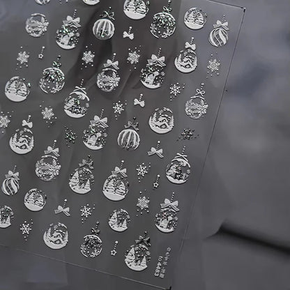 3D Christmas Nail Art Stickers - Festive Snowman & Snowflake Manicure Decals