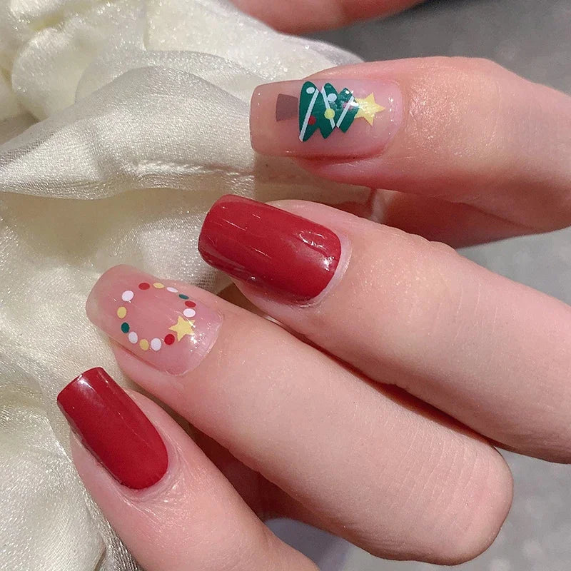 Christmas Snowflake Semi-Cured Gel Nail Wraps - Long-Lasting Holiday Nail Art Decals - 4